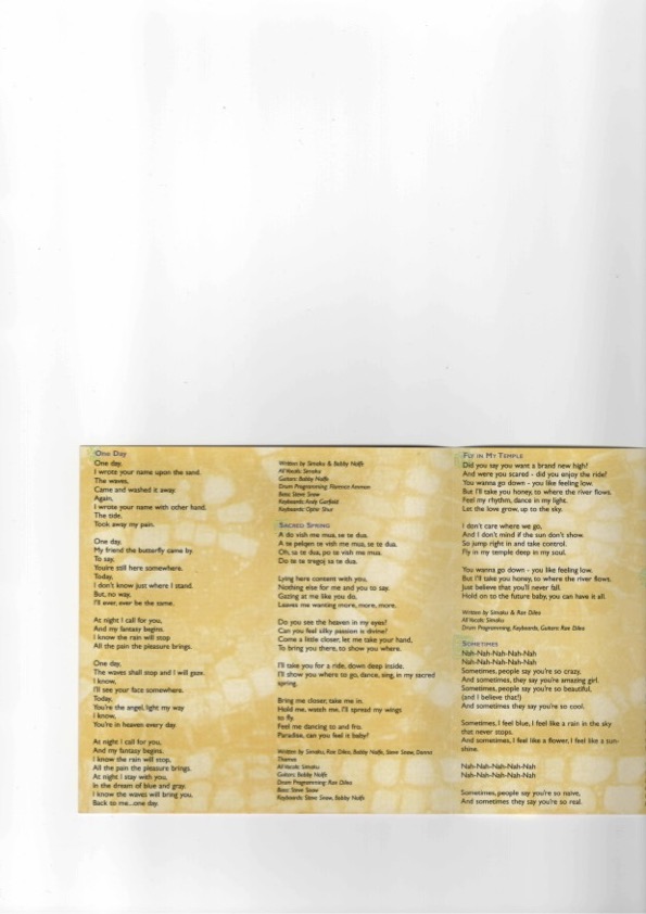 CD lyrics back